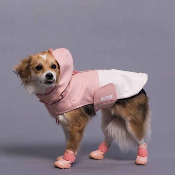 RIFRUF Stormhunter Rain Dog Coat Pink and White Sakura Dog Rain Jacket Size 22 - Picture 6 of 16